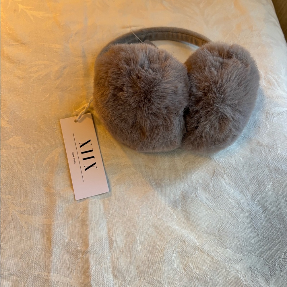 XIIX Plush Faux Fur Earmuffs in Taupe